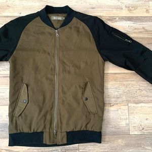 Wolf & Man Green / Black Bomber Jacket